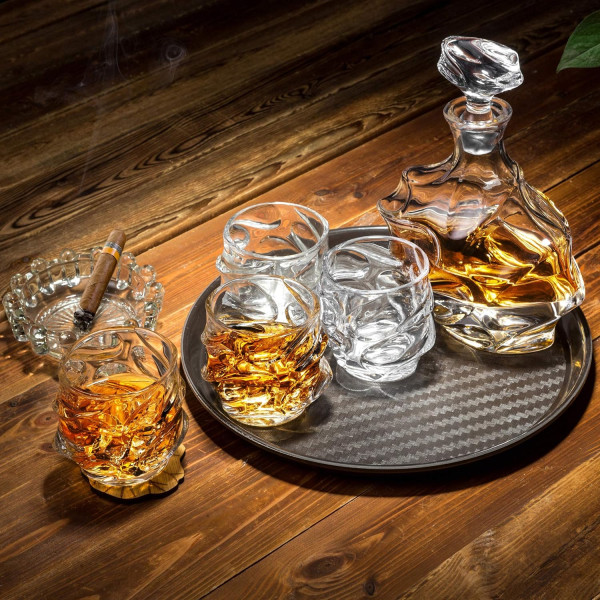 Crystal carafe and 6 glass set "OPULENT ELEGANCE"
