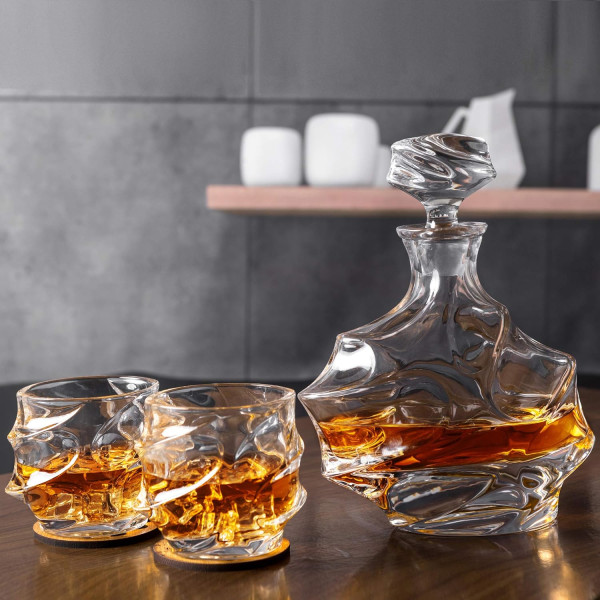 Crystal carafe and 6 glass set "OPULENT ELEGANCE"