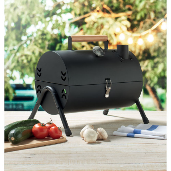 Portable BBQ Grill with Chimney and Temperature Gauge Portable BBQ Grill with Chimney and Temperature Gauge