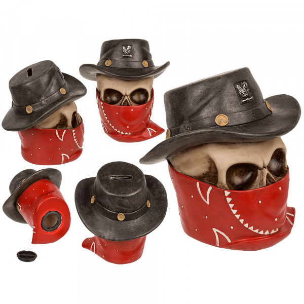 Skull-shaped piggy bank "Outlaw" Skull-shaped piggy bank "Outlaw"