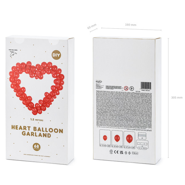 Balloon garland "Red heart" (68 pcs, 160cm) Balloon garland "Red heart" (68 pcs, 160cm)