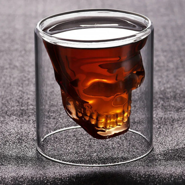 Skull-shaped shot glass set "DOOMED", 4 x 75ml Skull-shaped shot glass set "DOOMED", 4 x 75ml
