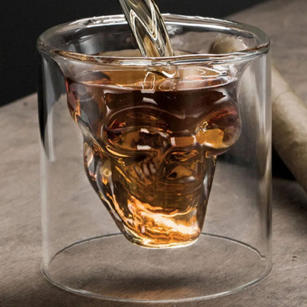 Skull-shaped shot glass set "DOOMED", 4 x 75ml Skull-shaped shot glass set "DOOMED", 4 x 75ml