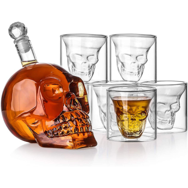 Skull-shaped shot glass (6 pcs.) and carafe set Skull-shaped shot glass (6 pcs.) and carafe set