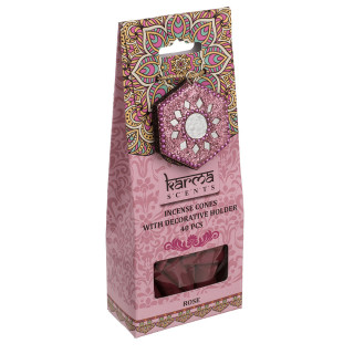 Cone incense with holder, Rose (40 pcs.)