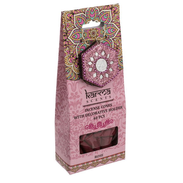 Cone incense with holder, Rose (40 pcs.) Cone incense with holder, Rose (40 pcs.)