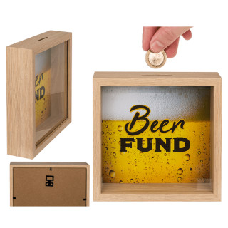 Wooden piggy bank - frame "Beer fund"