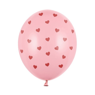 Pink pastel balloons "Hearts" (6 pcs)