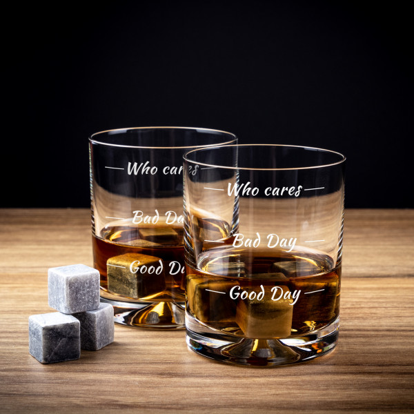 Whiskey Glass Set "Who Cares"