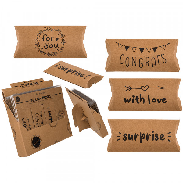 Kraft paper boxes - pillows "For you", 4 pcs. Kraft paper boxes - pillows "For you", 4 pcs.
