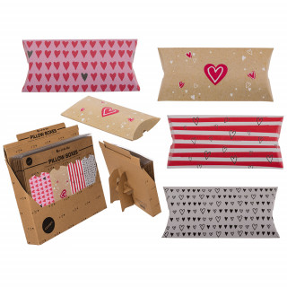Kraft paper boxes - pillows "Heart", 4 pcs.