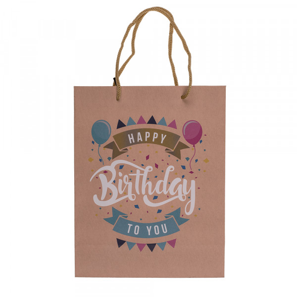 Kraft paper gift bag "Happy Birthday" (23x18x8cm) Kraft paper gift bag "Happy Birthday" (23x18x8cm)