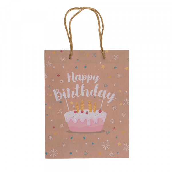 Kraft paper gift bag "Happy Birthday" (23x18x8cm) Kraft paper gift bag "Happy Birthday" (23x18x8cm)