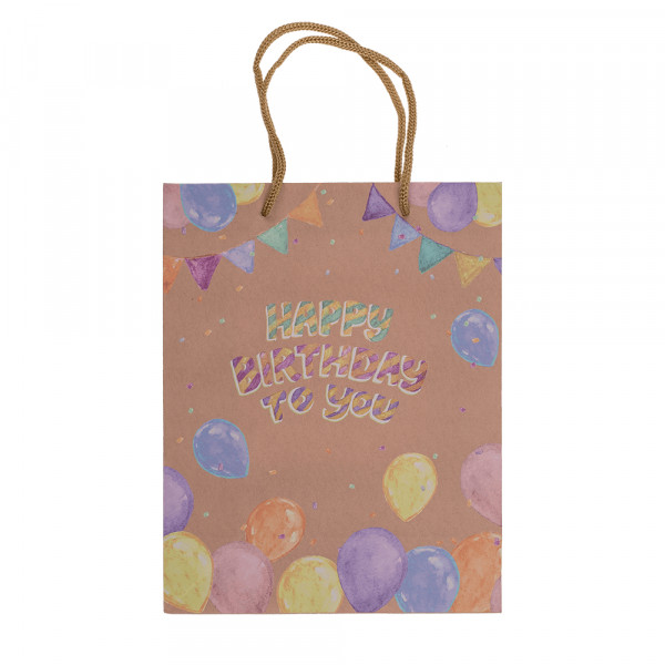 Kraft paper gift bag "Happy Birthday" (23x18x8cm) Kraft paper gift bag "Happy Birthday" (23x18x8cm)