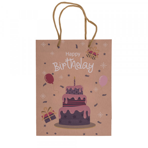 Kraft paper gift bag "Happy Birthday" (23x18x8cm) Kraft paper gift bag "Happy Birthday" (23x18x8cm)