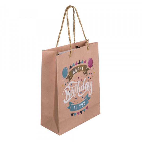 Kraft paper gift bag "Happy Birthday" (23x18x8cm) Kraft paper gift bag "Happy Birthday" (23x18x8cm)