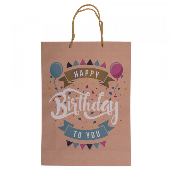 Kraft paper gift bag "Happy Birthday" (34.5x25x8.5cm) Kraft paper gift bag "Happy Birthday" (34.5x25x8.5cm)