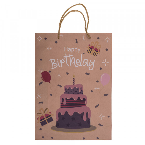 Kraft paper gift bag "Happy Birthday" (34.5x25x8.5cm) Kraft paper gift bag "Happy Birthday" (34.5x25x8.5cm)