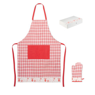 Premium Christmas apron with glove and gift box "SENEFA"