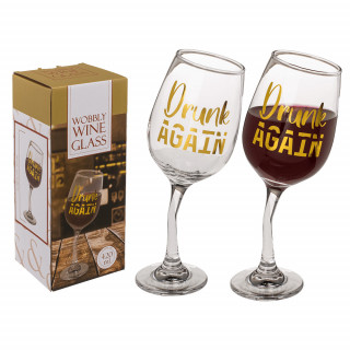Wobbling Wine Glass "Drunk again" (420ml)