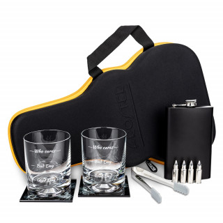 Guitar-shaped whisky lover's set "Who cares"