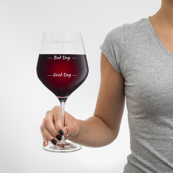 Wine and Whiskey Glass Set "Who Cares"