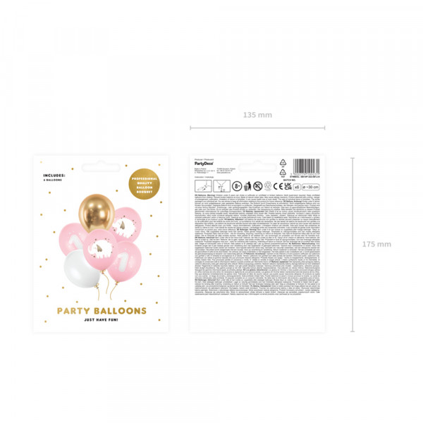 Balloons "One Year", Pastel Pink (6 pcs.) Balloons "One Year", Pastel Pink (6 pcs.)