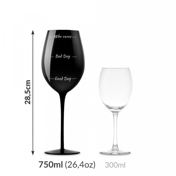 Gigantic black wine glass "Who cares" (750ml)