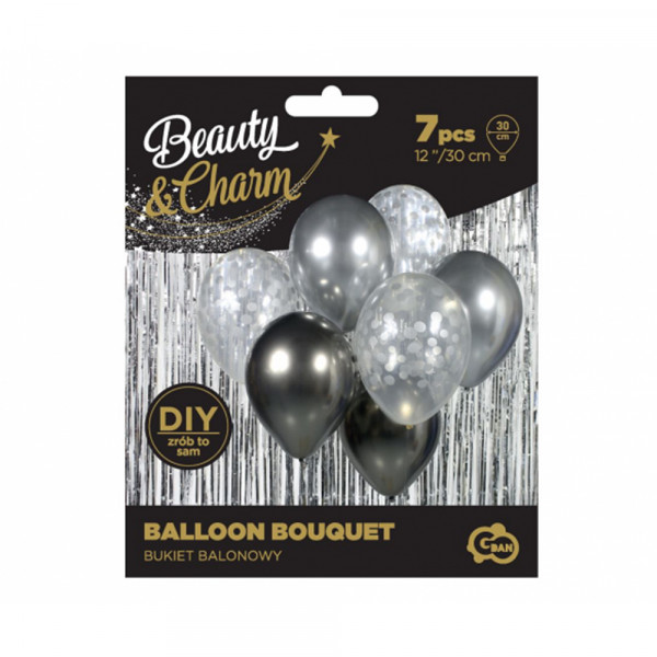 Balloon Bouquet "Silver & Graphite" (7 pcs.) Balloon Bouquet "Silver & Graphite" (7 pcs.)