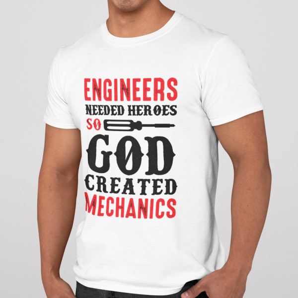 T-shirt "God created mechanics"