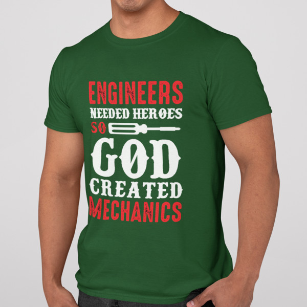 T-shirt "God created mechanics"