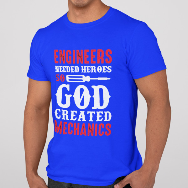 T-shirt "God created mechanics"