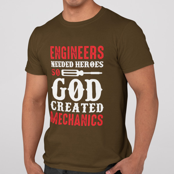 T-shirt "God created mechanics"