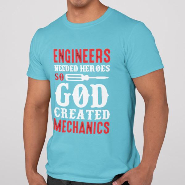 T-shirt "God created mechanics"