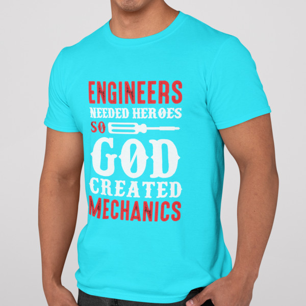 T-shirt "God created mechanics"
