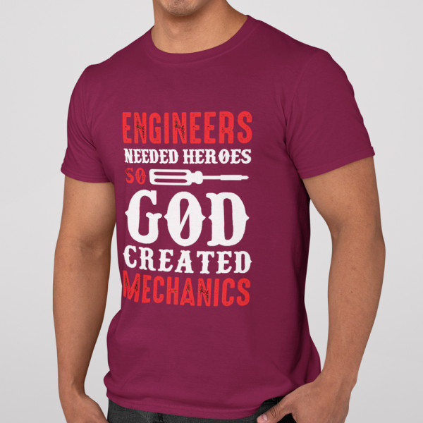 T-shirt "God created mechanics"