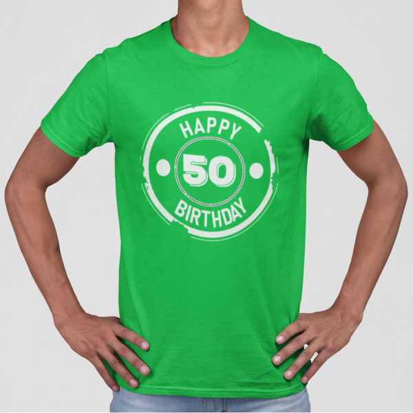 T-shirt "Happy birthday" su pasirinktais metais