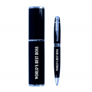 Pen with case and engraved text "World's best boss"