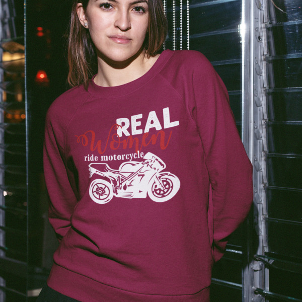 Sweatshirt "Real women ride motorcycle" (without hood)