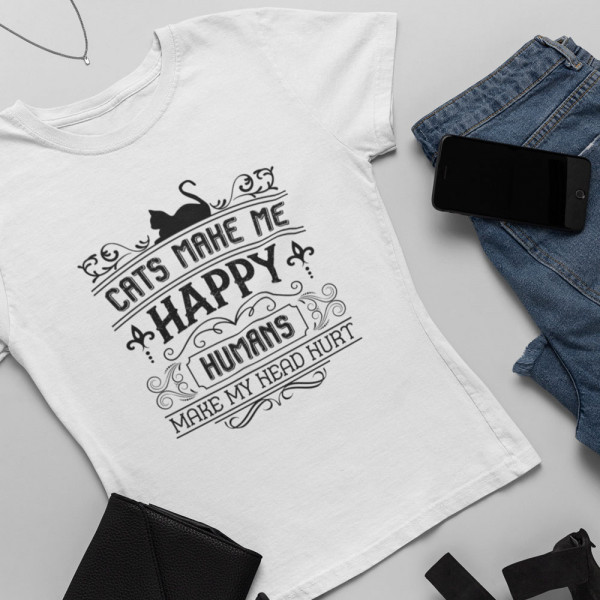 Women's T-shirt "Cats make me happy"