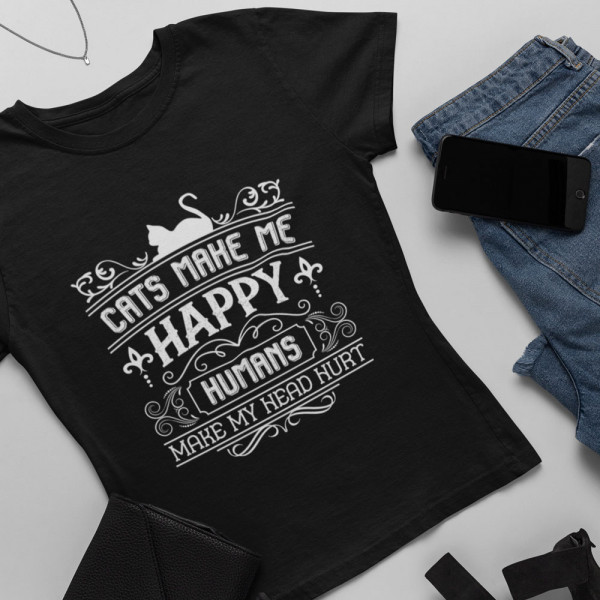 Women's T-shirt "Cats make me happy"