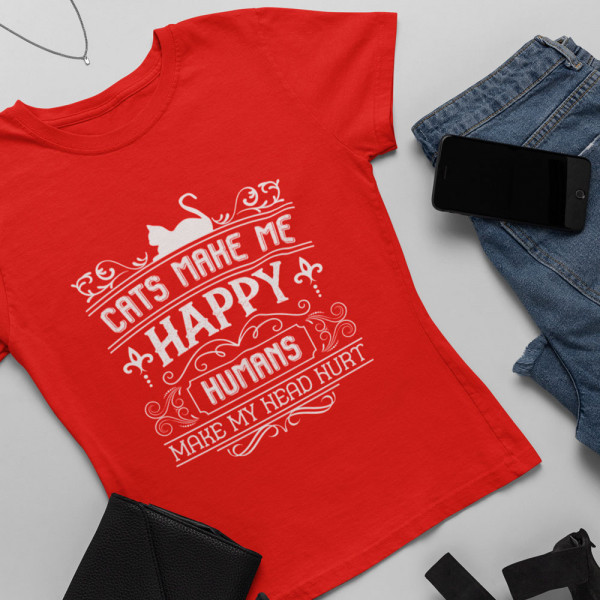 Women's T-shirt "Cats make me happy"