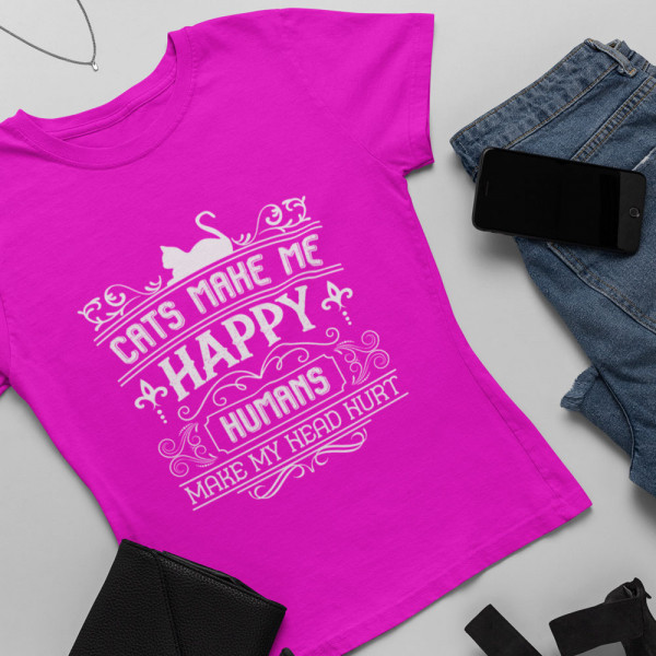 Women's T-shirt "Cats make me happy"