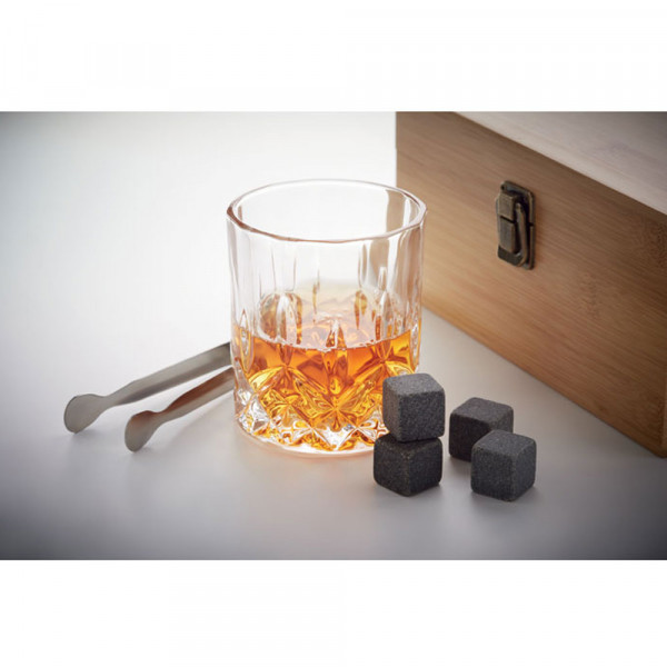 Luxury whiskey glass set in a bamboo box "BOSS"