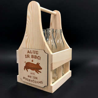 Wooden Bottle Box "Beer and BBQ"