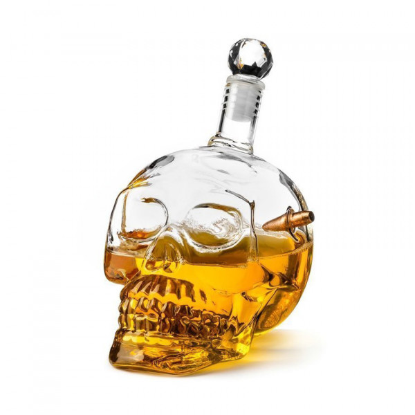 Skull-shaped carafe with bullet