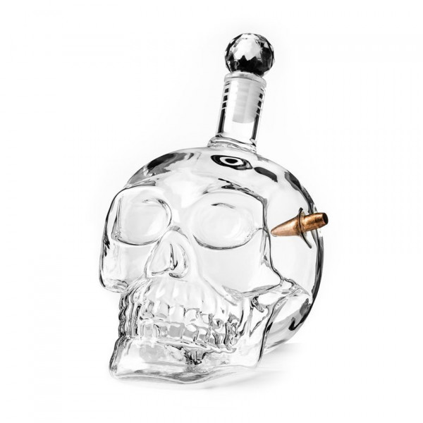 Skull-shaped carafe with bullet