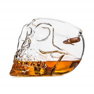 Skull-shaped goblet with bullet
