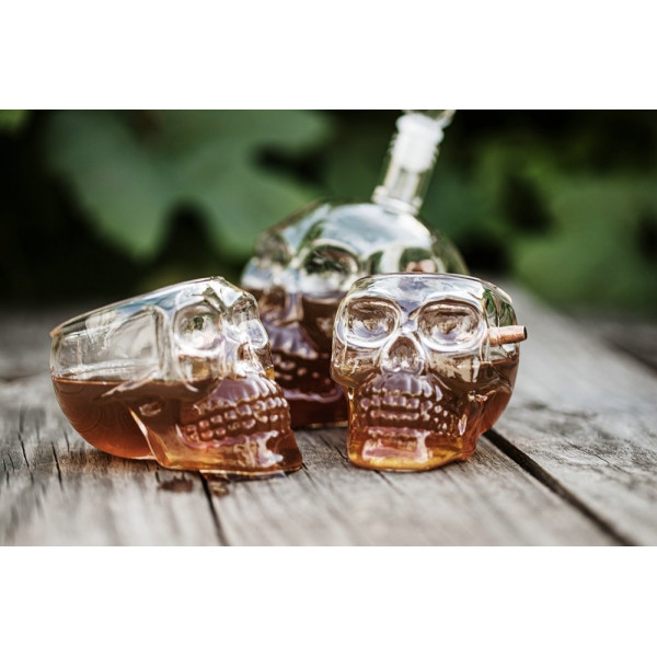 Skull-shaped goblet with bullet