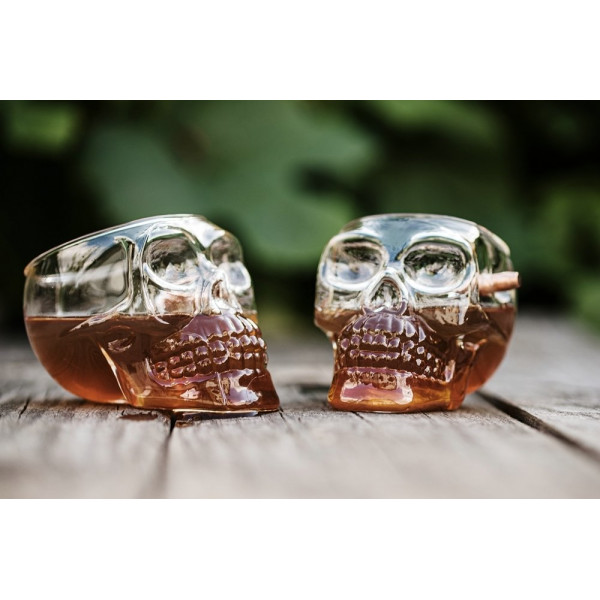 Skull-shaped goblet with bullet